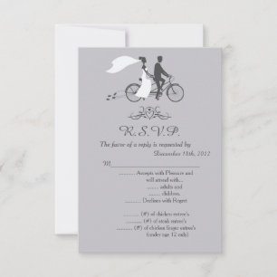 Carte de réponse de mariage Bicyclette pour deux 3