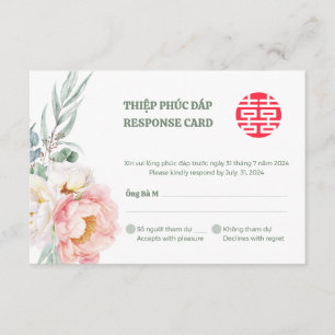 Carte de réponse de mariage bilingue vietnamien Pe