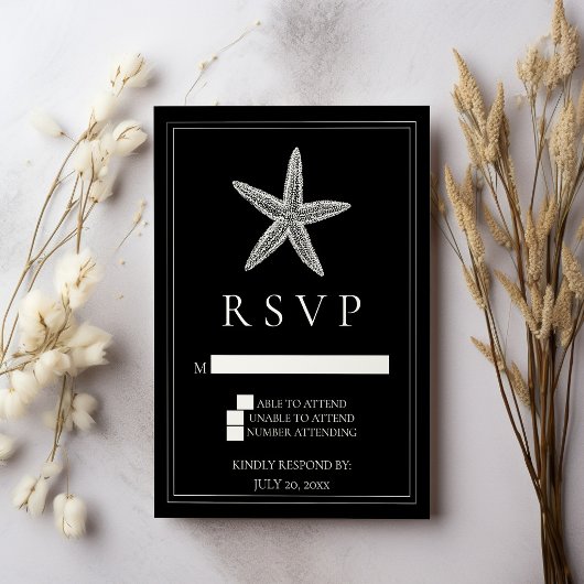 Carte de réponse de mariage Black Starfish
