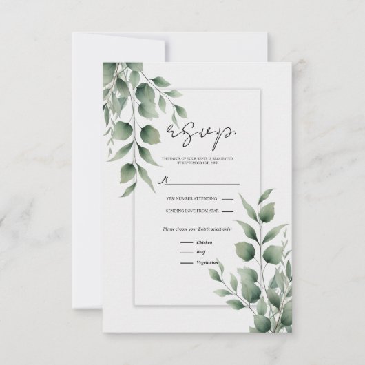 Carte de réponse de mariage blanc moderne avec feu (Devant)