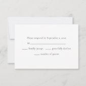 Carte de réponse de mariage blanc noir minimaliste (Dos)
