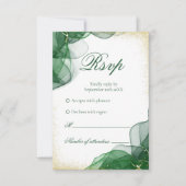 Carte de réponse de mariage blanche en marbre vert (Devant)