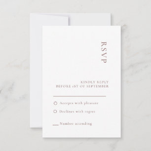 Carte de réponse de mariage blanche neutre minimal