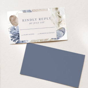 Carte de réponse de mariage bleu coquillage de pla