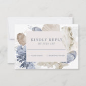 Carte de réponse de mariage bleu coquillage de pla (Devant)