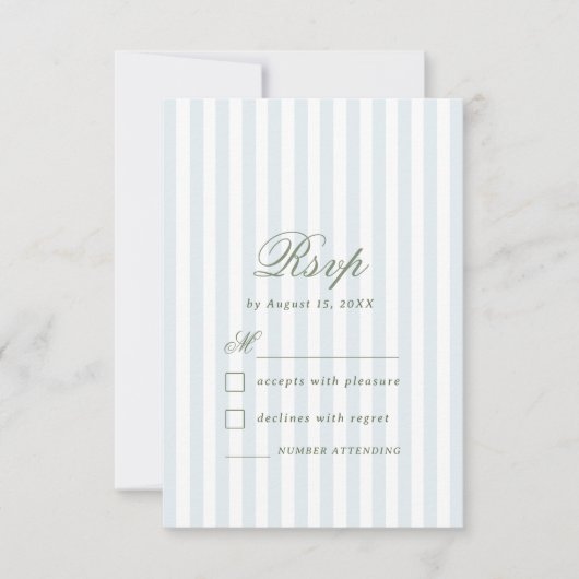 Carte de réponse de mariage bleu côtier avec rayur (Devant)