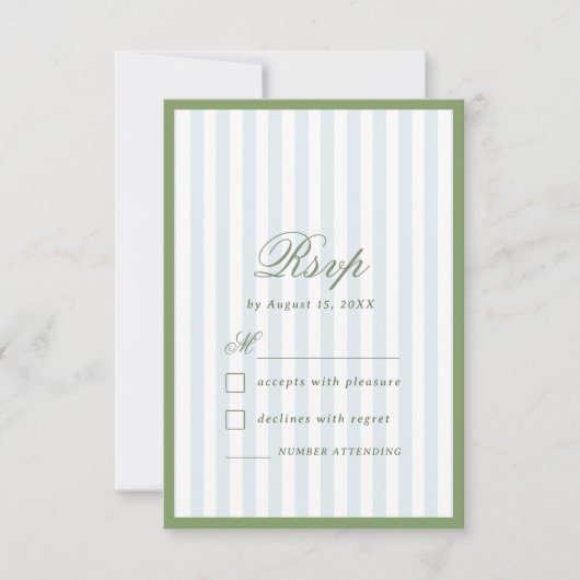 Carte de réponse de mariage bleu côtier avec rayur (Devant)