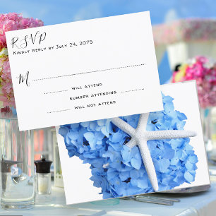 Carte de réponse de mariage bleu de jardin de bord