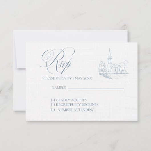 Carte de réponse de mariage bleu hivernal (Devant)