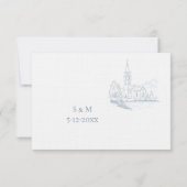 Carte de réponse de mariage bleu hivernal (Dos)