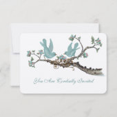 Carte de réponse de mariage bleu œuf de robin vint (Dos)