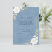 Carte de réponse de mariage bleu poussiéreux (Debout devant)