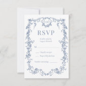Carte de réponse de mariage bleu poussiéreux victo (Devant)
