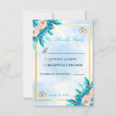 Carte de réponse de mariage bleu royal et or (Devant)