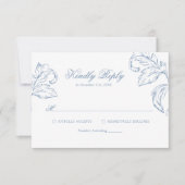 Carte de réponse de mariage bleu vintage Rococo (Devant)
