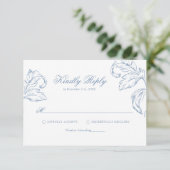 Carte de réponse de mariage bleu vintage Rococo (Debout devant)