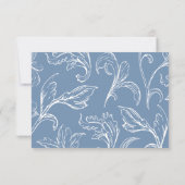 Carte de réponse de mariage bleu vintage Rococo (Dos)