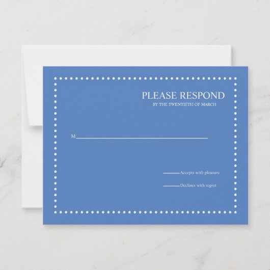 Carte de réponse de mariage bleue avec bordure de (Devant)