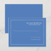 Carte de réponse de mariage bleue avec bordure de (Devant / Derrière)