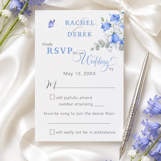 Carte de réponse de mariage Blue Bellflower