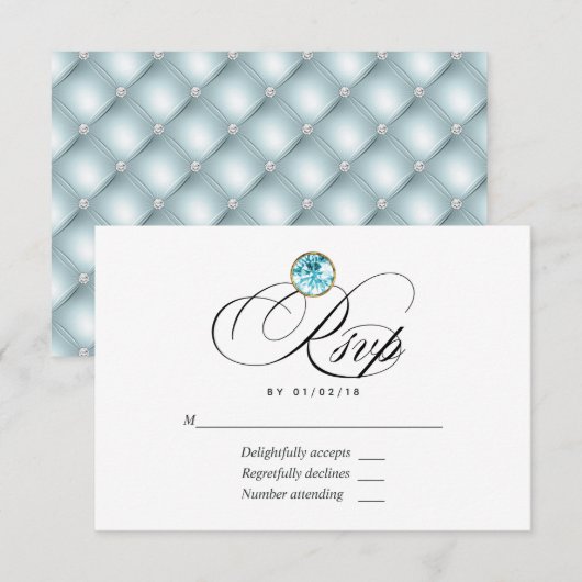 Carte de réponse de mariage Blue Diamond (Devant / Derrière)