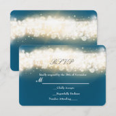 Carte de réponse de mariage Blue Sparkle Light Bla (Devant / Derrière)