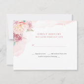 Carte de réponse de mariage | Blush et fleurs (Devant)
