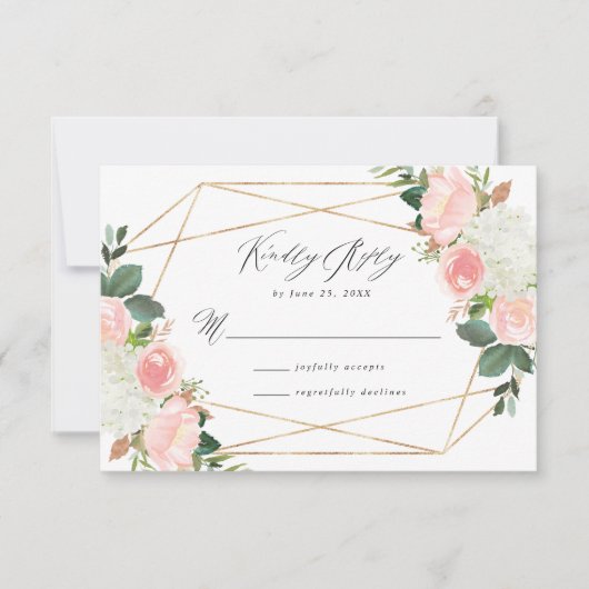 Carte de réponse de mariage Blush Spring Floral (Devant)