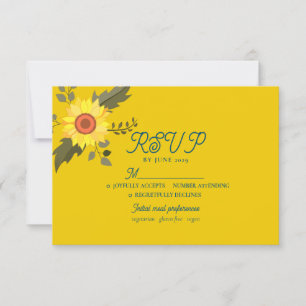 Carte de réponse de mariage bohème au tournesol