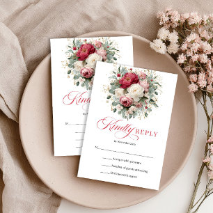 Carte de réponse de mariage bohème avec accent or