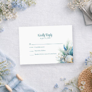 Carte de réponse de mariage Bohème bleue florale p