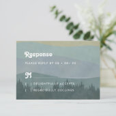 Carte de réponse de mariage bohème Blue Mountains (Debout devant)