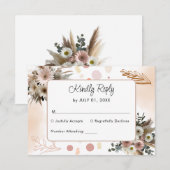 Carte de réponse de mariage Bohème Fleur de Romanc (Devant / Derrière)
