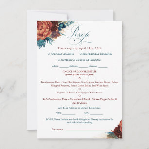 Carte de réponse de mariage bohème florale en terr