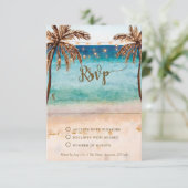 carte de réponse de mariage bohème plage sable (Debout devant)
