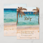 carte de réponse de mariage bohème plage sable (Devant / Derrière)