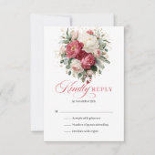 Carte de réponse de mariage bohème rouge élégant (Devant)