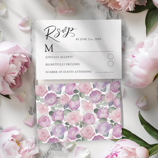 Carte de réponse de mariage Boho Blush Rose RSVP
