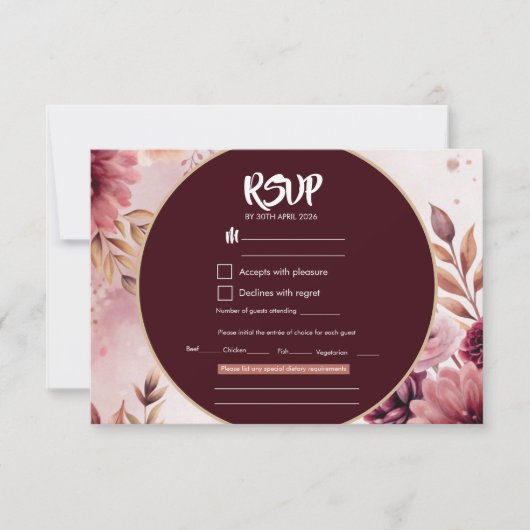 Carte de réponse de mariage Boho Dreams Floral Ele (Devant)