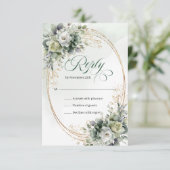 Carte de réponse de mariage Boho Dusty Green Eucal (Debout devant)