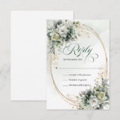 Carte de réponse de mariage Boho Dusty Green Eucal (Devant / Derrière)