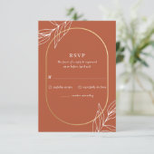 Carte de réponse de mariage Boho Tropical Burnt Ru (Debout devant)
