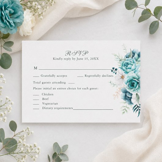Carte de réponse de mariage botanique à la fleur s
