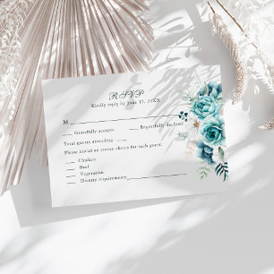 Carte de réponse de mariage botanique à la fleur s