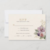 Carte de réponse de mariage botanique à la prune e (Devant)