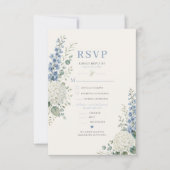 Carte de réponse de mariage botanique bleu doux (Devant)