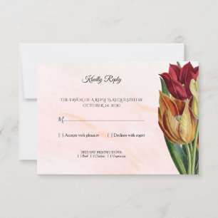 Carte de réponse de mariage botanique en marbre ro
