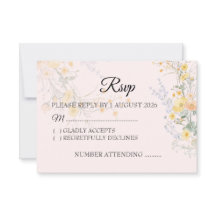 Carte de réponse de mariage botanique Fleur sauvag