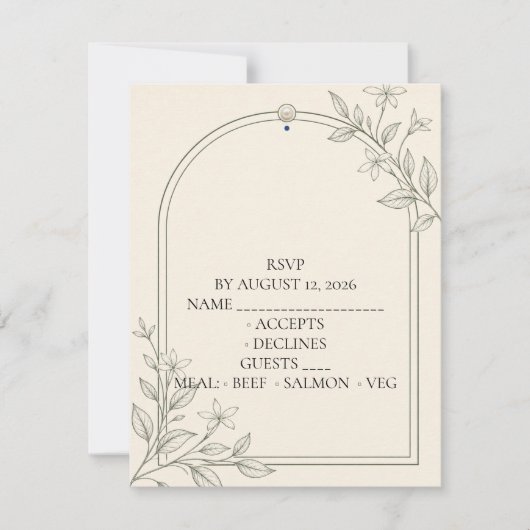 Carte de réponse de mariage botanique olive facile (Devant)
