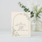 Carte de réponse de mariage botanique olive facile (Debout devant)